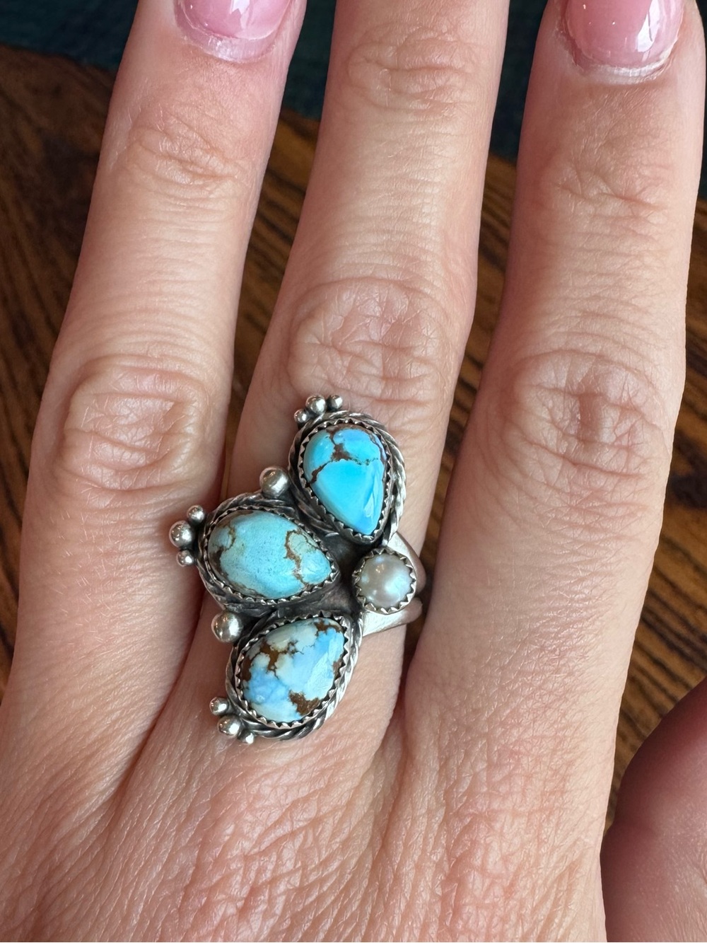 Texanna Belles Golden Hills & fresh water pearl ring size 9